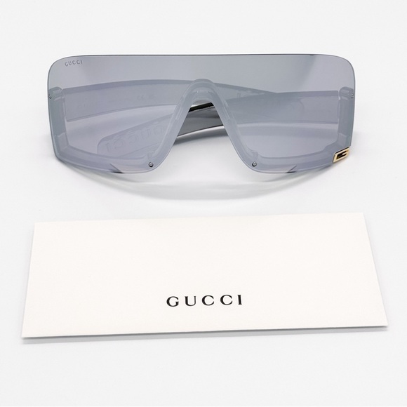 NEW GUCCI GG1637S 002 OVERSIZED SILVER MASK WOMEN SUNGLASSES GUCCI - Picture 8 of 11